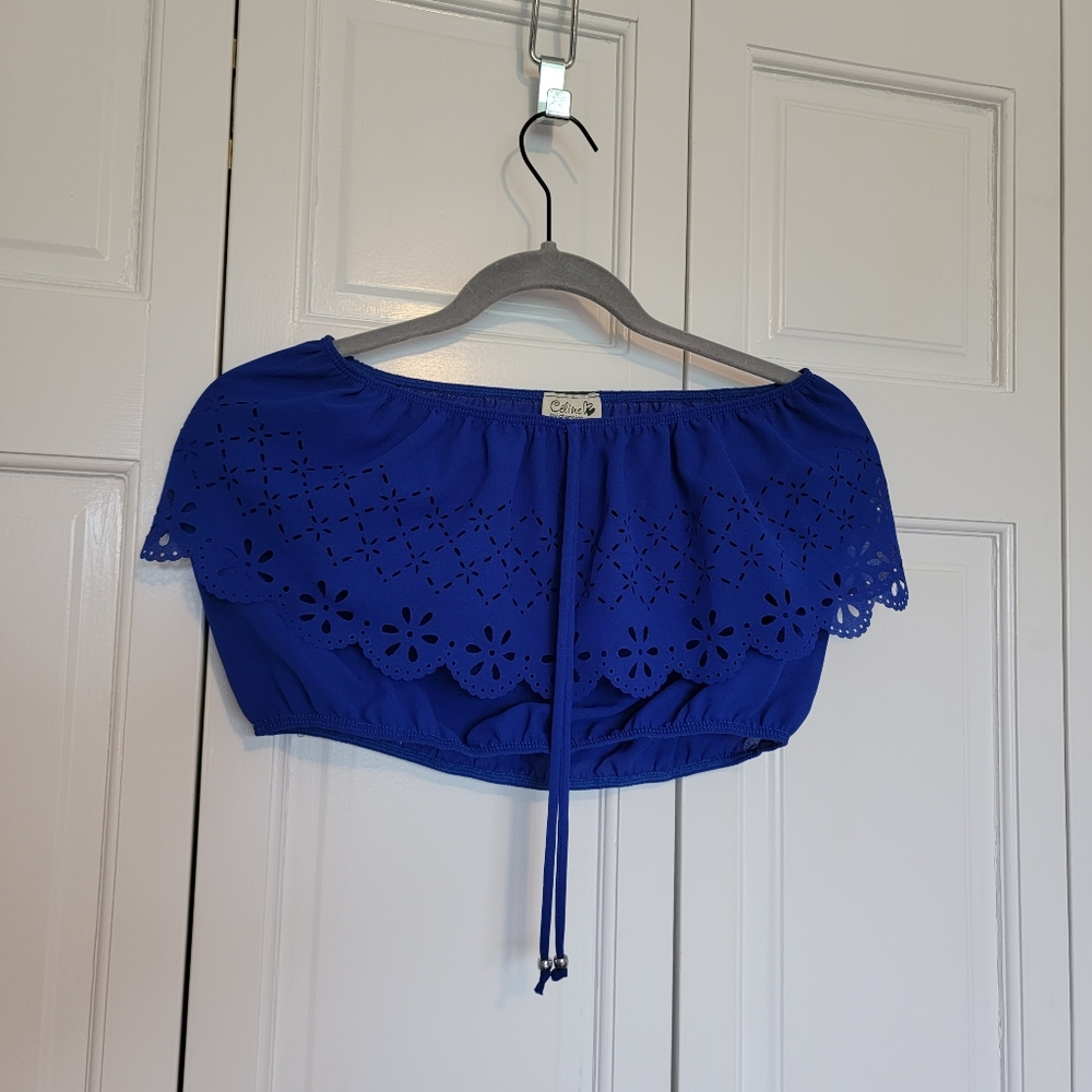 Royal blue cutout crop